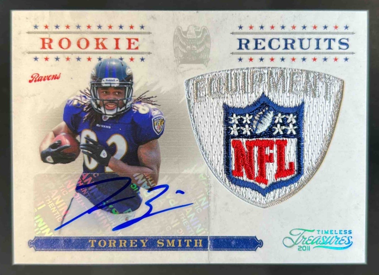 Torrey Smith Panini Timeless Treasures Rookie Recruits #6 Material Autograph