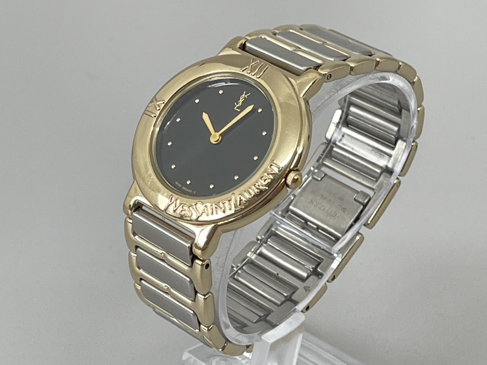 [N.MINT] Orologio Vintage Yves Saint Laurent 4620 E60957 30mm Oro Qz Quadrante Nero JP