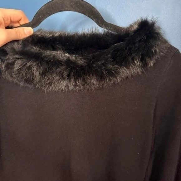 Blusa vintage años 90 ribete de piel para mujer talla pequeña negra Michelle Nicole glam elegante Foto 3 de 4