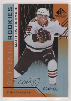 2018 SP Game Used Edition Orange Rainbow 24/100 Matthew Highmore Rookie RC 3x1