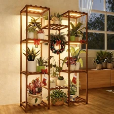 Plant Stand with Grow Light Large Multi Tier Wooden Flower Shelf Indoor