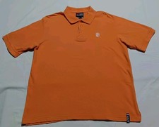 Vintage Y2K SouthPole Orange W/White Embroidered Polo Shirt Short Sleeve Medium 