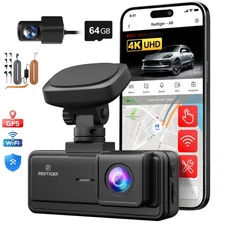 REDTIGER A8 4K Dash Cam Touch Screen Front and Rear Loop Recording Hardwire kit