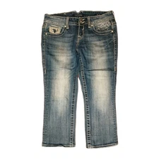 Vigoss Chelsea Capri Jeans Womens Size 3/4 Low Rise Medium Wash Denim #344C