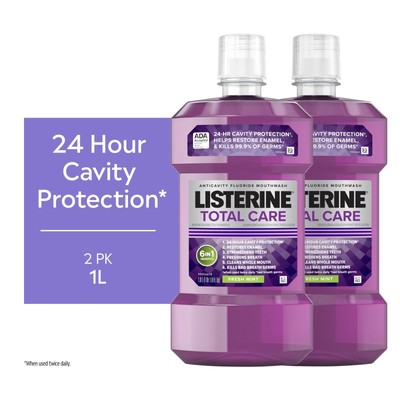  2 x 1 L Listerine Total Care Fresh Mint Anticavity Fluoride Mouthwash Oral Care
