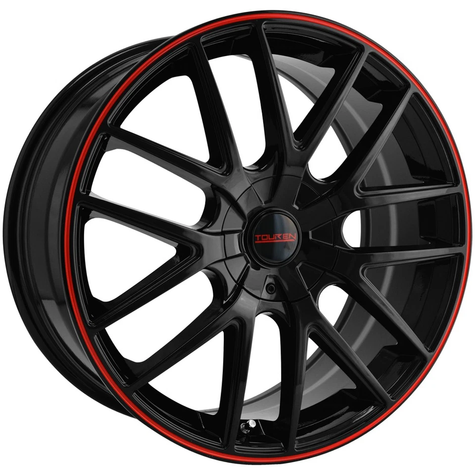 (Set of 4) Touren TR60 18x8 5x110/5x115 +40mm Black/Red Wheels Rims 18" Inch Foto 2 de 4