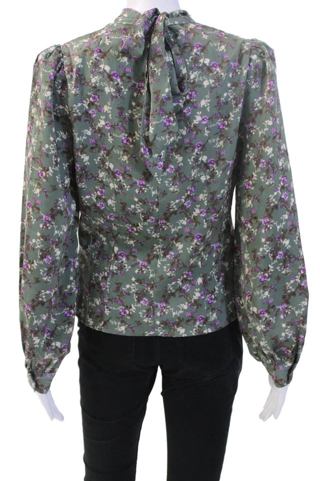 ASTR, Blusa Mujer Verde Floral Cuello Alto Corbata Manga Larga Talla M Foto 4 de 4