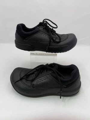 Crocs Velocity Lace Up Work Shoes Black NonSlip Oil Resistant Women Size 6 Men 4