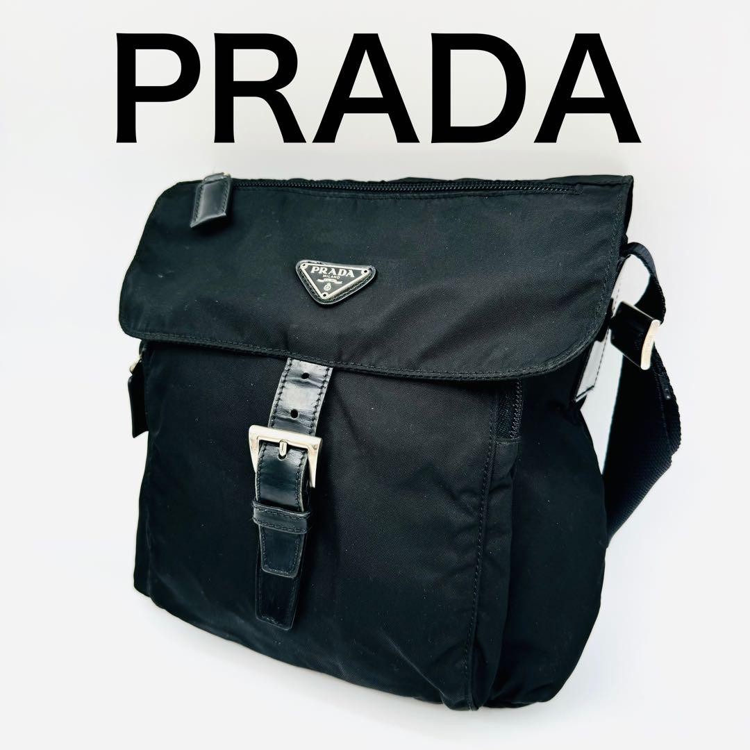 Prada Black Nylon Shoulder Bag Messenger 445 Crossbody Unisex