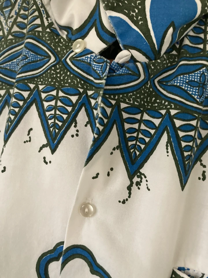 Camisa Hawaiana Lauhala De Colección Para Hombre Talla XL 60 Mezcla de Algodón Cuello Lazo Foto 4 de 4