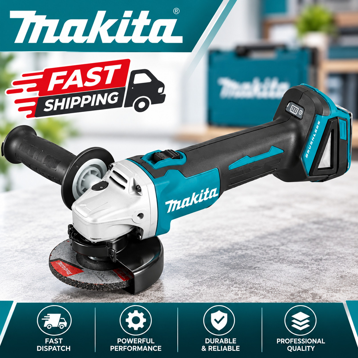 Makita 18V 125mm DGA404 Brushless Lithium Electric Angle Grinder Rechargeable UK