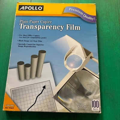 100 Count Apollo Plain Paper Transparency Film 8.5 x 11 Clear