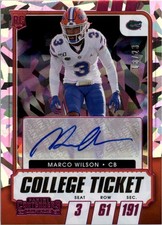 2021 Contenders Draft Game Ticket Pink Cracked Ice #210 Marco Wilson Auto /23