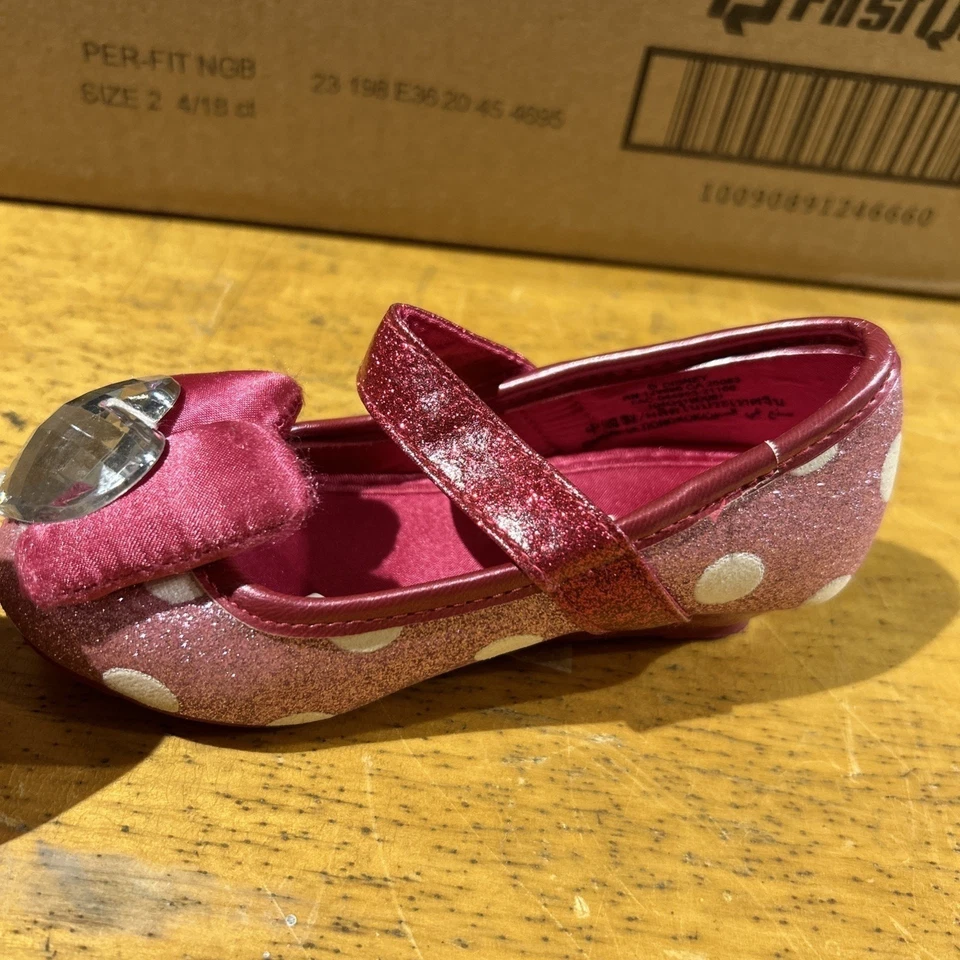 NUEVO ~ DISNEY ~ "MINNIE MOUSE" ~ ZAPATOS DE VESTIR DE DISFRAZ ~ BRILLO ROSA Y BLANCO Foto 2 de 3