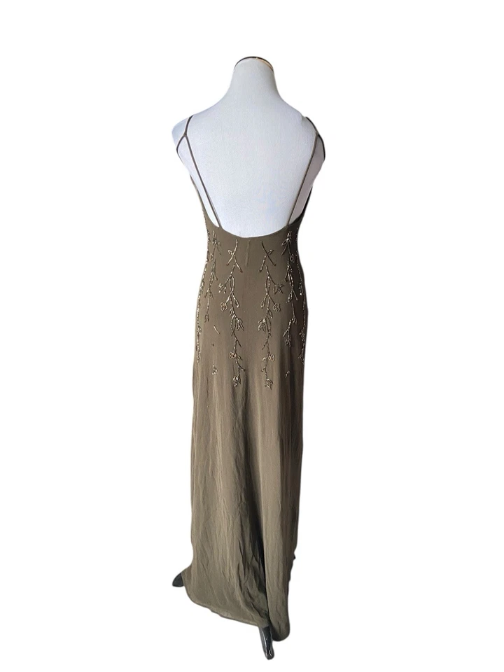 Vintage Y2K Laundry Beaded Mesh Maxi Dress Size S Green Forest Fairy Grunge Glam - Image 4 of 4