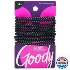 Goody Ouchless No Slip Hair Ties 10 Ct Black 4Mm Rubber Bands Slideproof