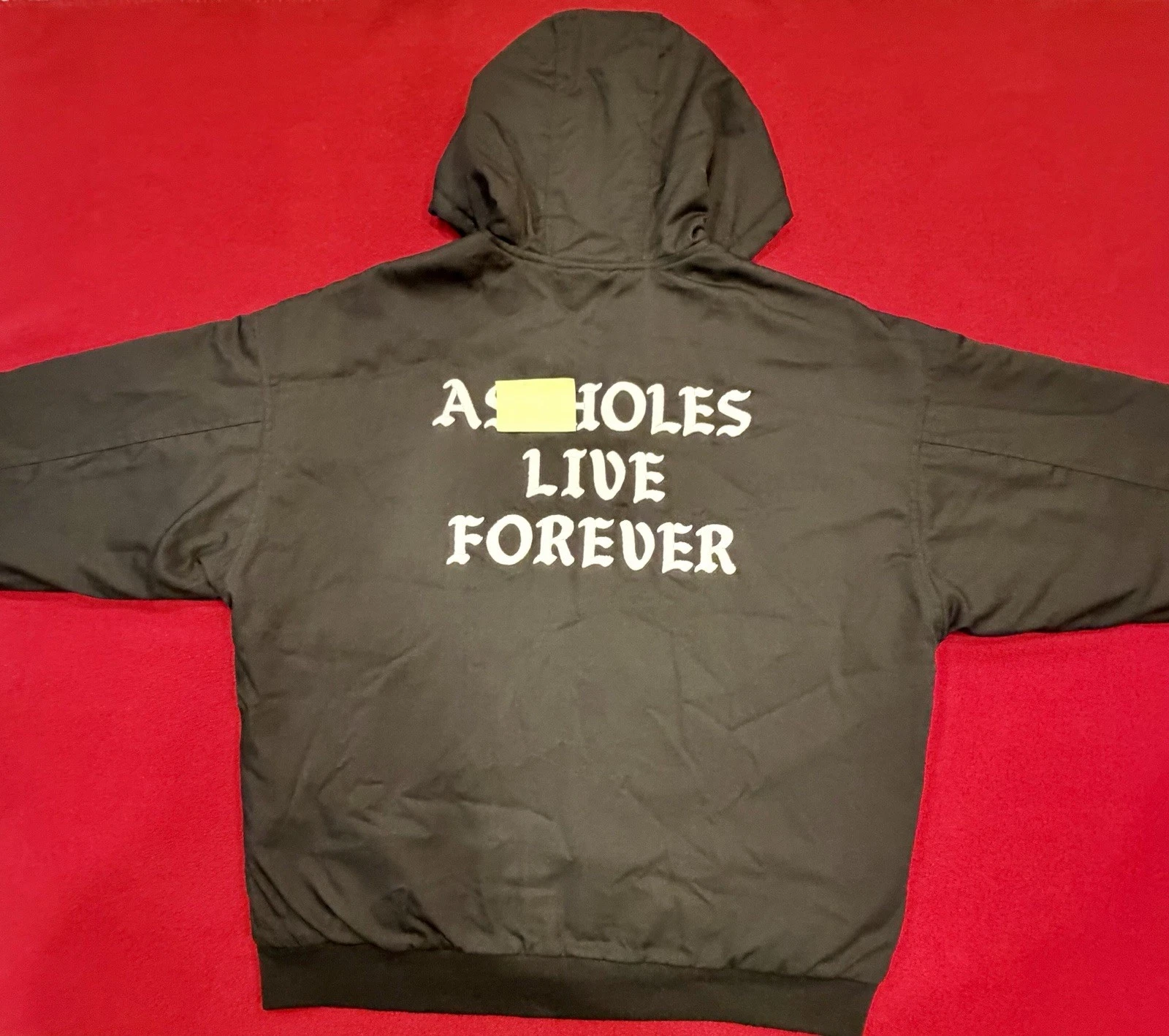A****** Live Forever Jacket Mens Large Black Quilted Hoodie Embroidered Full Zip image 8