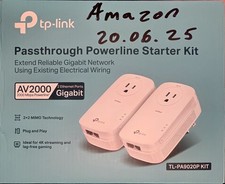 TP‑Link AV2000 2‑Port Gigabit Passthrough Powerline Starter Kit TL‑PA9020P w Box