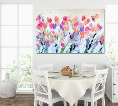 LIZA  LANDBERG ''DANCING WITH THE SPRING'' * MODERN ART * BLUMENWIESE * TULPEN *