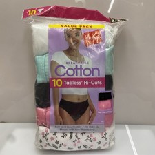Hanes Women's Cotton Hi-Cut Briefs Pack of 10 Size 8 XL