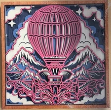 Hand Crafted Multi Layered Wood Design Hot Air Balloon 14" x 14" Wall Decor