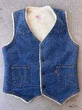 Vintage Levis Denim Vest Size Medium 70s Orange Tab Sherpa Lined Western Levi s