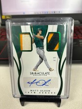 2019 Immaculate Team Heroes Matt Olson Dual Patch Auto Emerald 4/5!