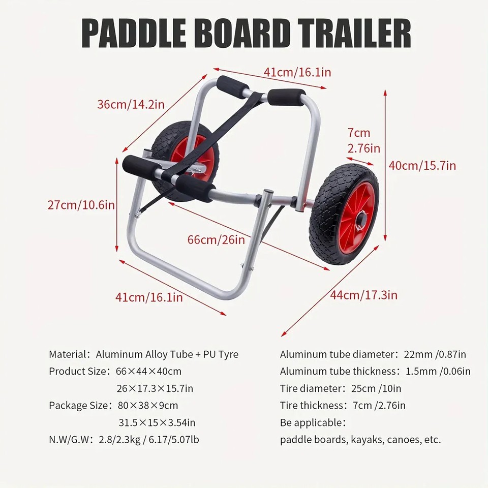 Paddle Boding Boat Kayak Canoe Cart Kayak Trailer Sturdy Aluminum Alloy Paddle Board ...
