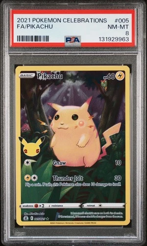2021 POKEMON CELEBRATIONS #005 FULL ART/PIKACHU PSA 8