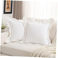 Soft Cozy Chenille Decorative Throw Pillow 18" x 18" Pack of 2 Cream White