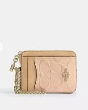 Coach Zip Card Case In Signature Leather With Charm