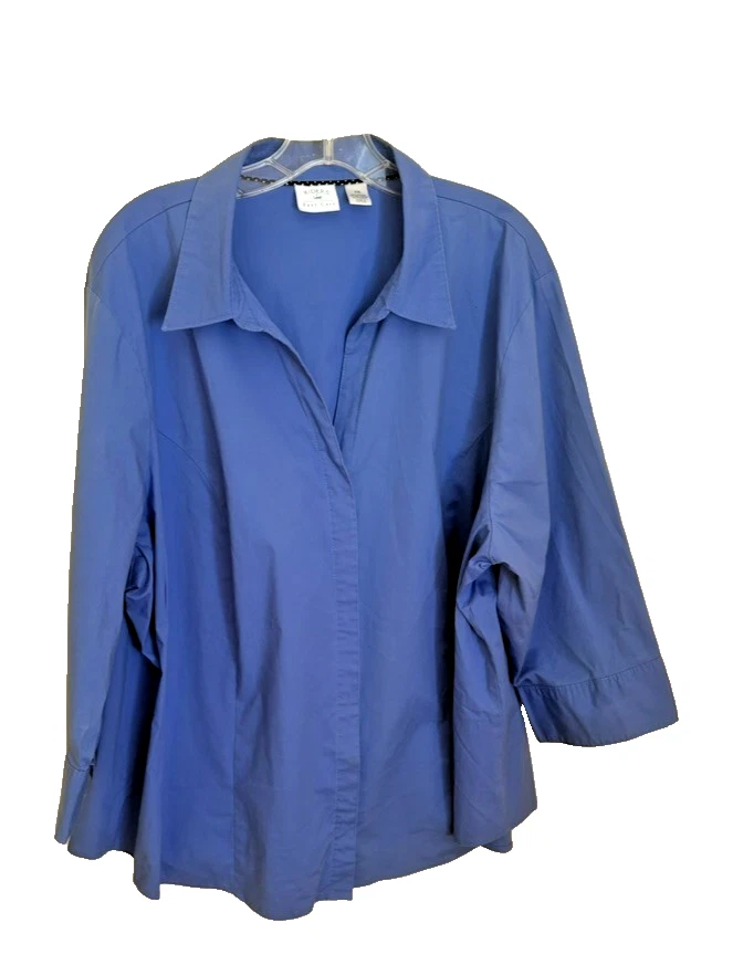 Chemise Riders By Lee Instantly Slims Taille S - Rayures Bleu Et Blanc, Manches 3/4, Occasion Parfait état