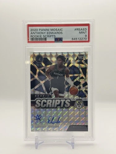 2020 Panini Mosaic - Anthony Edwards - Rookie Scripts Autograph RC PSA 9