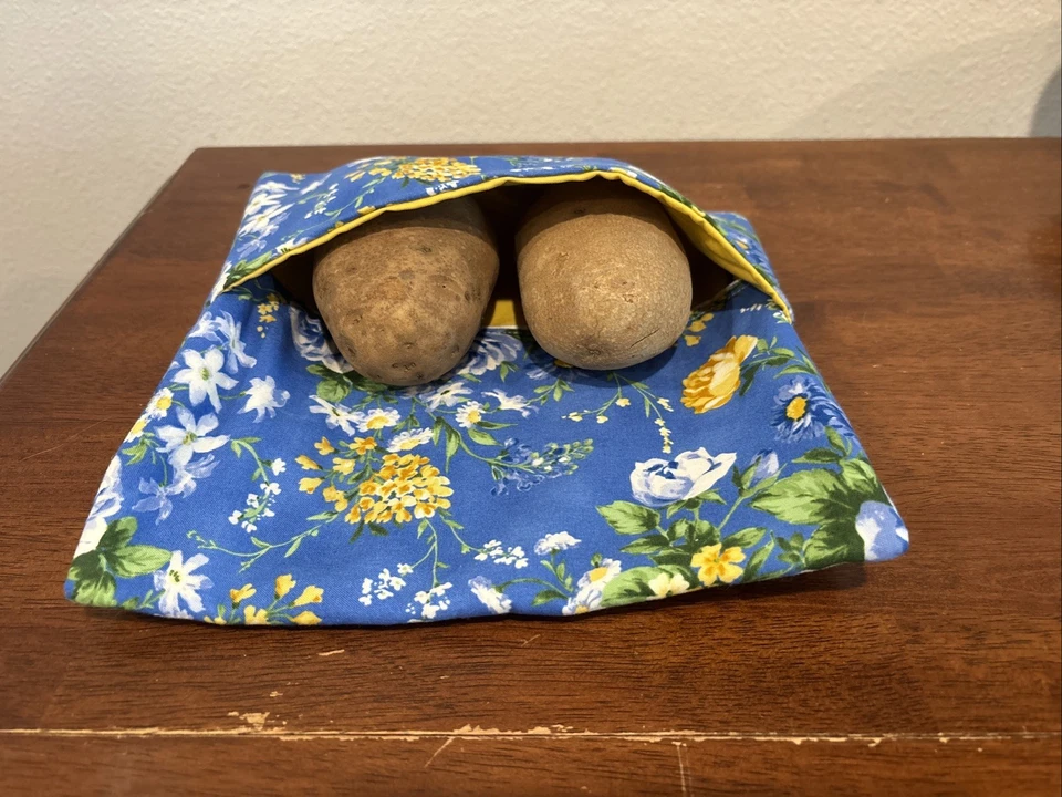 Blue Floral Potato Bag Handmade Microwaveable - Image 3 of 3