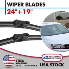 Pair 24"+19" Fit For Volkswagen Jetta Passat Bracketless Windshield Wiper Blades