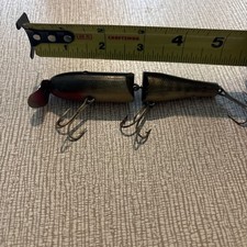 Vintage Wooden Creek Chub Jointed Pikie - Green & Gold - 5 inch