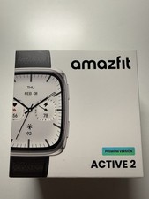 NEW! Amazfit Active 2 Square Smartwatch (Premium Version) w/ Black Leather Band