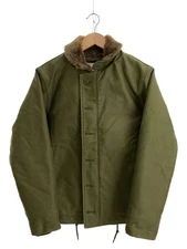 HOUSTON N-1 Deck Jacket Khaki Size 40 Faux Fur Collar Military Style Japan