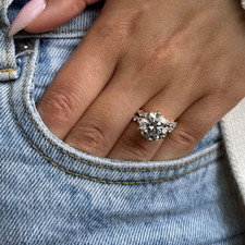 Diamond Wedding Rings Set Round Lab Grown 5.00 Ct IGI 14k Yellow Gold E F  VVS2