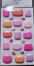 Shades Of Pink Puffy Pumpkin Stickers - Embellishments Fall Paper Crafts 