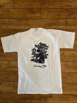 Vintage Chichen Itza Mexico T-Shirt White XL 20x29 Aztec Native