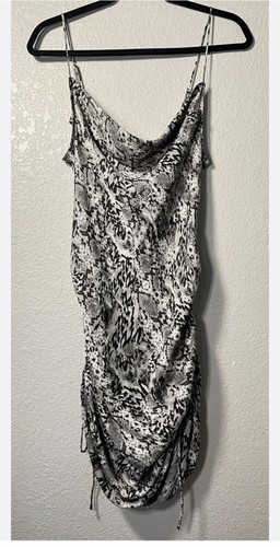 Free People Day To Night Ruched Side All Over Animal Print Slip Dress Medium - Picture 4 of 7