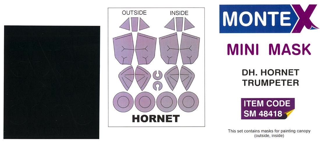 Montex 1/48 canopy masks for the Trumpeter DH Hornet kit - SM48418 Montex 1/48 canopy masks for the Trumpeter DH Hornet kit - SM48418
