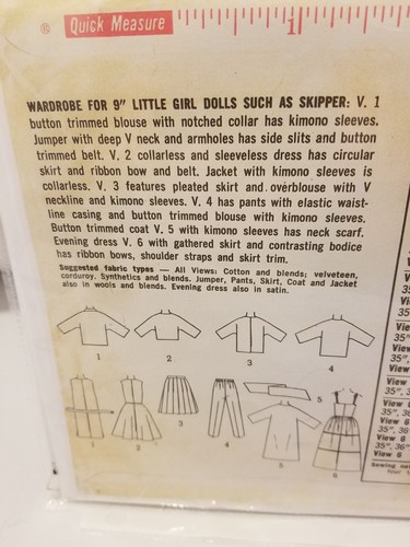 Reproduktion von Vintage Muster Simplicity 5861 Skipper Kleidung Neu in Verpackung/ungeschnitten - Bild 2 von 3