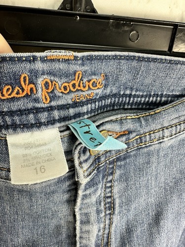 Fresh Produce 16 Medium Blue Mid Rise Button Hem Stretch Denim Capri Pants - 第 2/6 張圖片