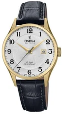 FESTINA F20010/1 Gents Gold Tone Stainless Steel Date Sapphire Glass Swiss Made