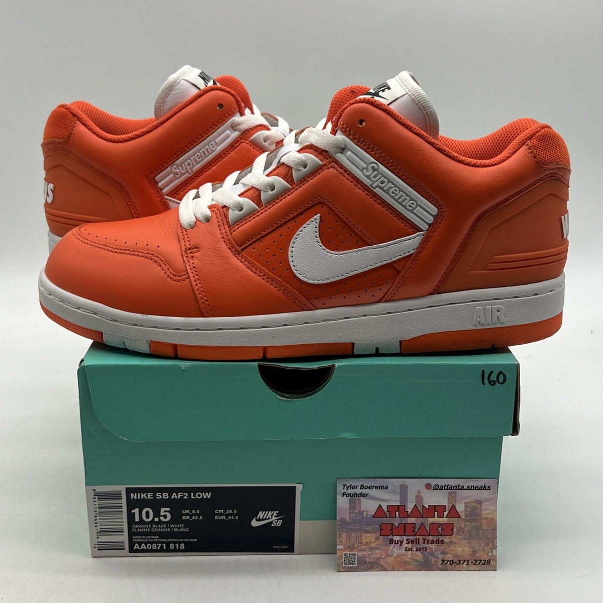 Size 10.5 - Nike Supreme x Air Force 2 Orange Leather Size 10.5 - Nike Supreme x Air Force 2 Orange Leather