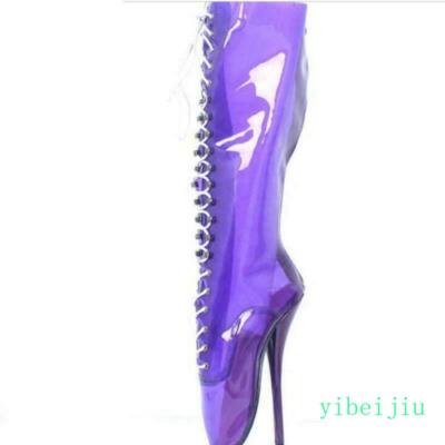 Women's Super High Heel Clear Boot Nightclub Ballet Dance Cosplay Shoes PVC Lady