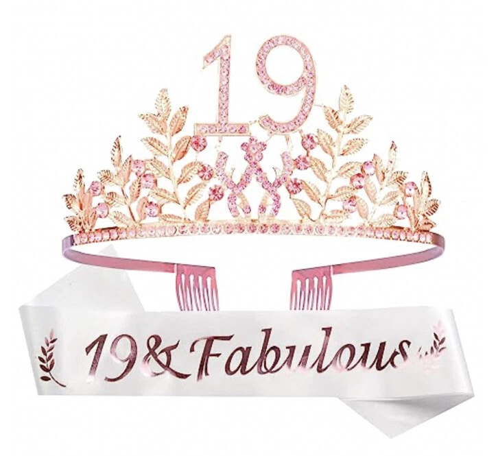 19th Birthday Sash and Tiara for Women Fabulous Set