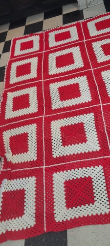 Vintage Handmade Queen King 97 1/2 X 81 Lg Granny Square Afghan Crochet - Picture 4 of 5